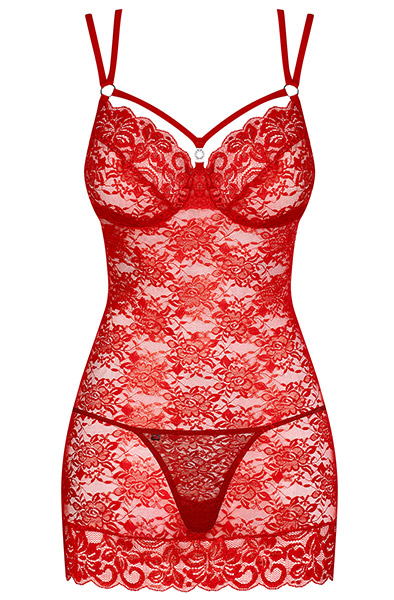 Obsessive 860-CHE-3 Negligé & String Rot - Sexy Dessous 3