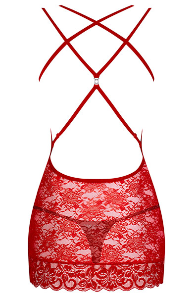 Obsessive 860-CHE-3 Negligé & String Rot - Sexy Dessous 4