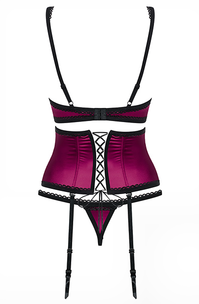 Obsessive 861-SEG-5 3-teiliges Set in Rosa - Sexy Kleidung 4
