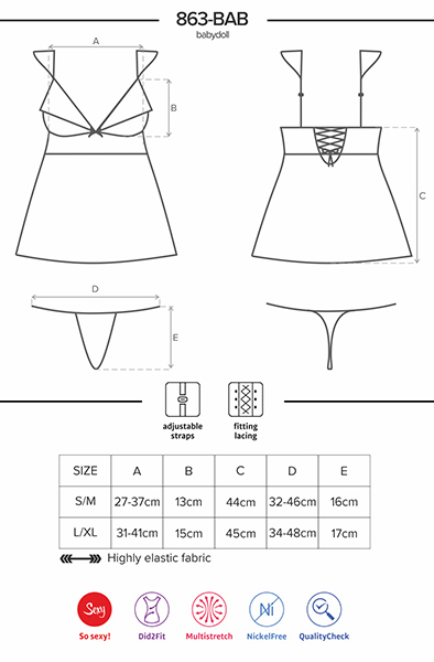 Obsessive 863-BAB-3 Babydoll & String Rot - Sexy Kleidung 4