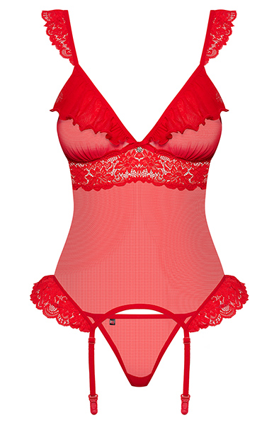 Obsessive 863-COR-3 Korsett & String in Rot - Korsett & String 3