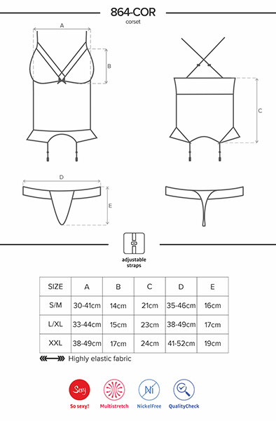 Obsessive 864-COR-1 Korsett & String Schwarz - Korsett & String 5