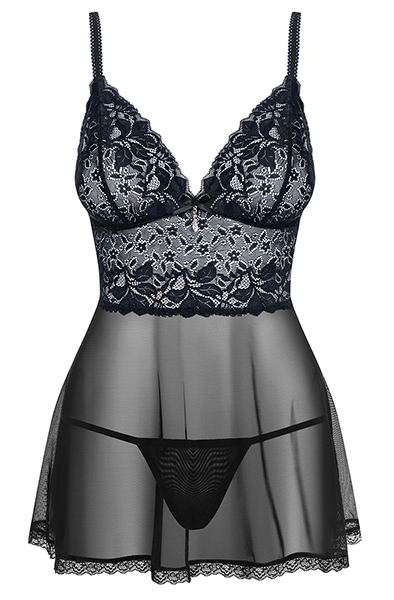 Obsessive 866-BAB-1 Babydoll & String Schwarz - Sexy Dessous 3