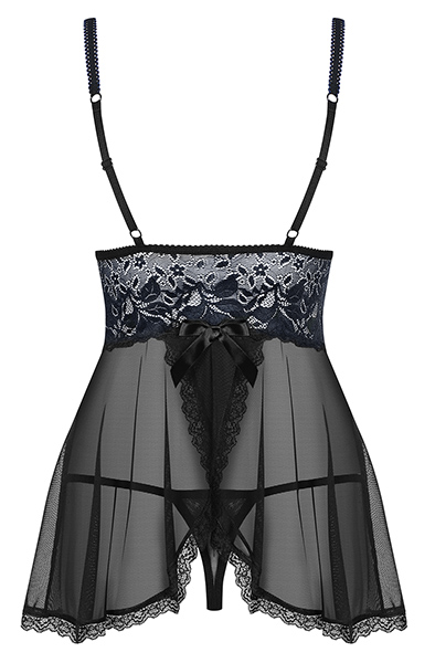 Obsessive 866-BAB-1 Babydoll & String Schwarz - Sexy Dessous 4