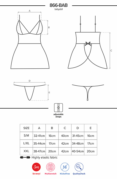 Obsessive 866-BAB-1 Babydoll & String Schwarz - Sexy Dessous 5