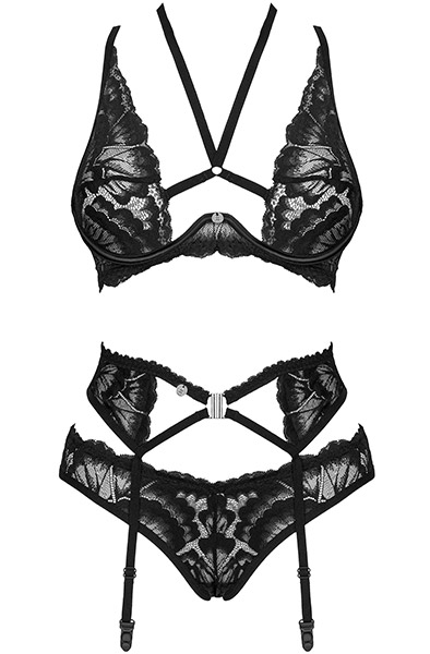 Obsessive Alessya 3-teiliges Set Schwarz - Sexy Dessous 4