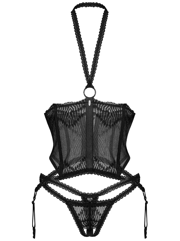 Obsessive Alliane Corset & Thong Black - Korsett & String 4