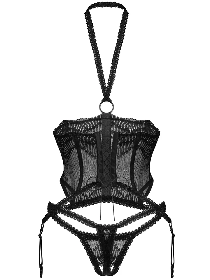 Obsessive Alliane Corset & Thong Black - Korsett & String 5
