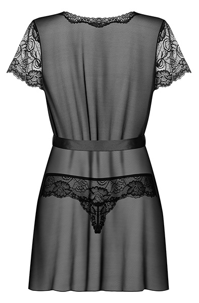 Obsessive Alluria Morgenmantel & String Schwarz - Sexy Dessous 4