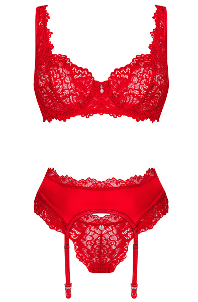 Obsessive Amor Cherris 3-teiliges Set Rot - BH & BH-Set 3