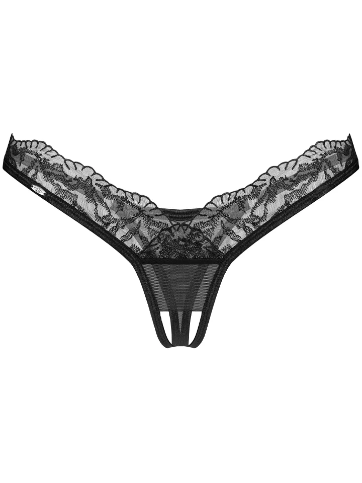 Obsessive Arrowel Crotchless Thong Black - Slip mit offenem Schritt 3