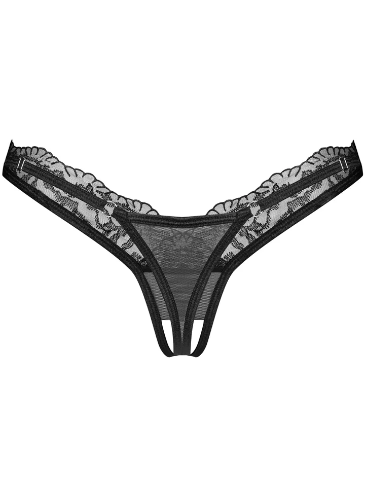 Obsessive Arrowel Crotchless Thong Black - Slip mit offenem Schritt 4