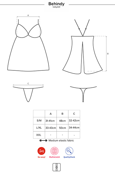 Obsessive Behindy Babydoll & String Schwarz - Sexy Dessous 5