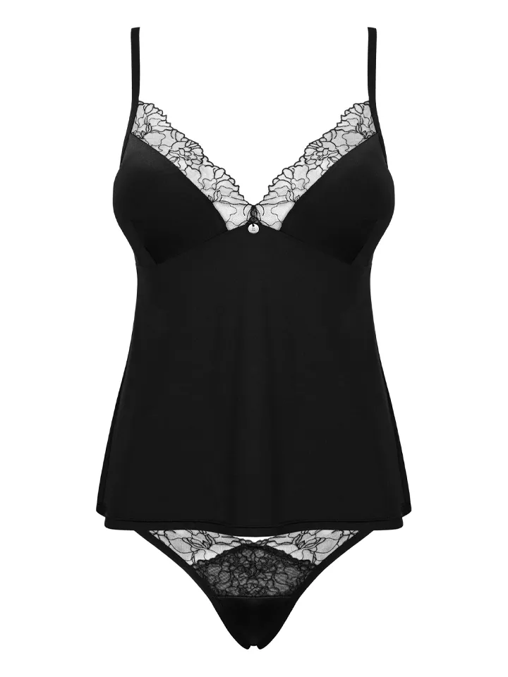 Obsessive Bella Rou Top & Panties Black - Unterwäschen Set 3 [full]