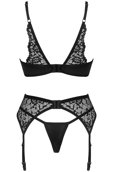 Obsessive Bellastia 3-teiliges Set Schwarz - Sexy Dessous 4