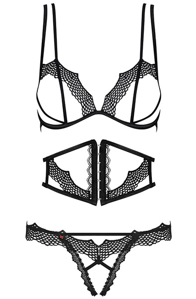 Obsessive Bravelle 3-teiliges Set Schwarz - Sexy Dessous 3