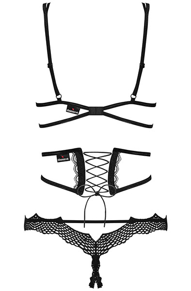 Obsessive Bravelle 3-teiliges Set Schwarz - Sexy Dessous 4