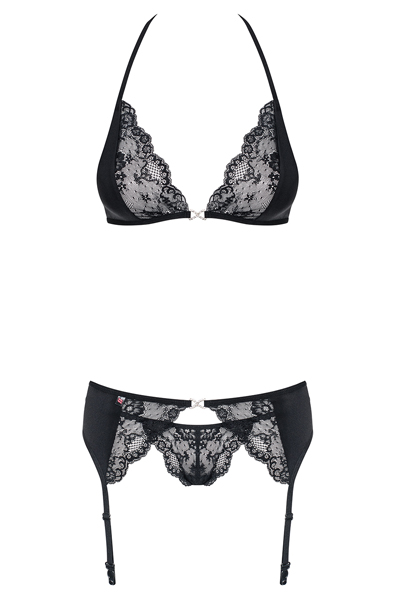 Obsessive Charmea 3-teiliges Set Schwarz - Sexy Dessous 3