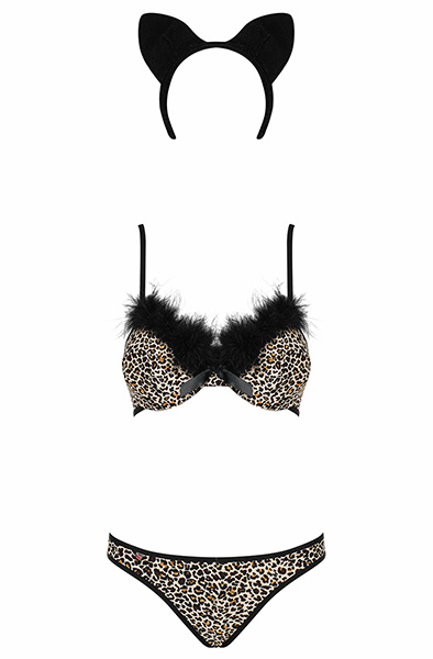 Obsessive Cheetia 4-teiliges Set Schwarz - Sexy Dessous 3