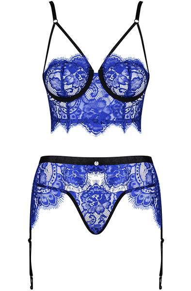 Obsessive Cobaltess 3-teiliges Set - Sexy Dessous 3