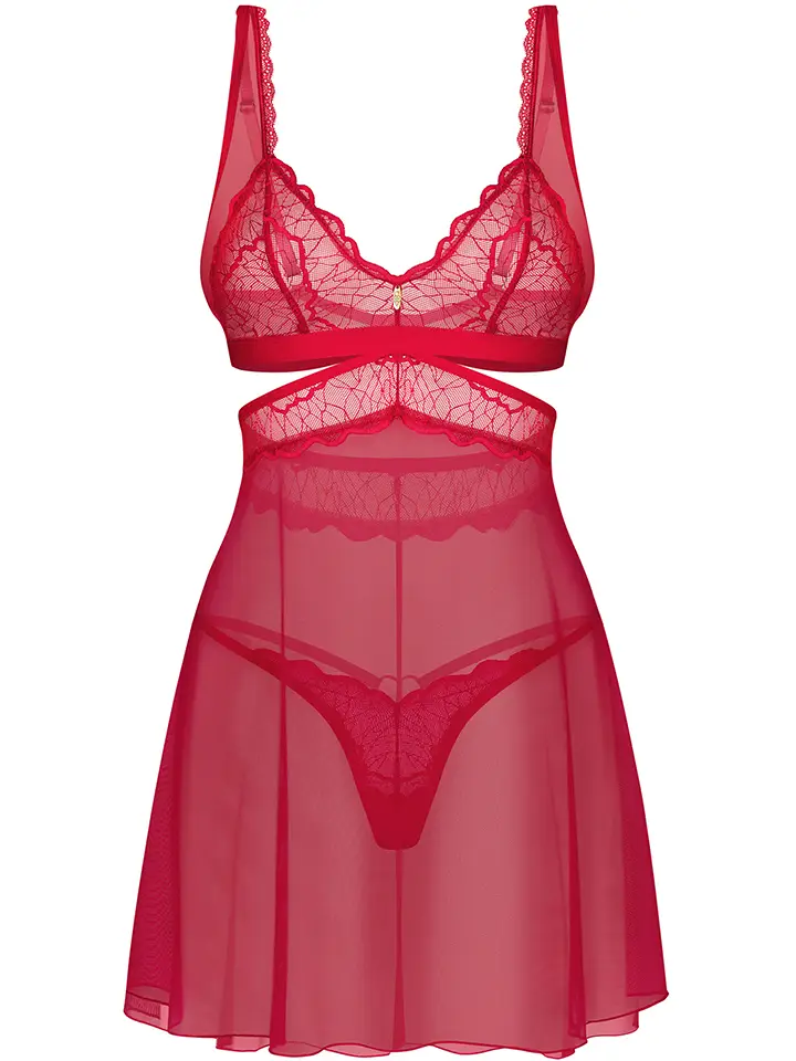 Obsessive Cupide Desir Babydoll & Thong Red - Babydoll-Dessous 4