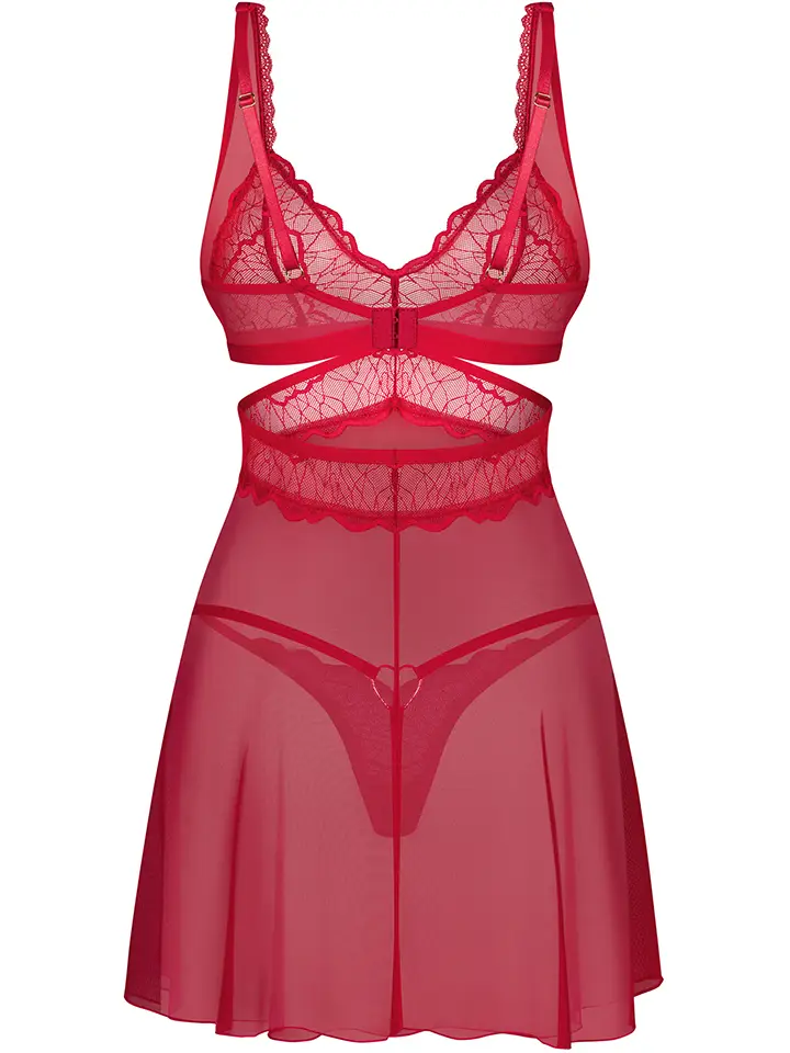 Obsessive Cupide Desir Babydoll & Thong Red - Babydoll-Dessous 5