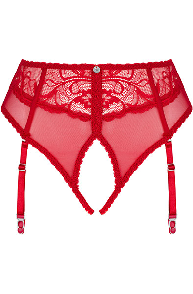 Obsessive Dagmarie Strumpfhalter-Slip Rot - Slip mit offenem Schritt 3