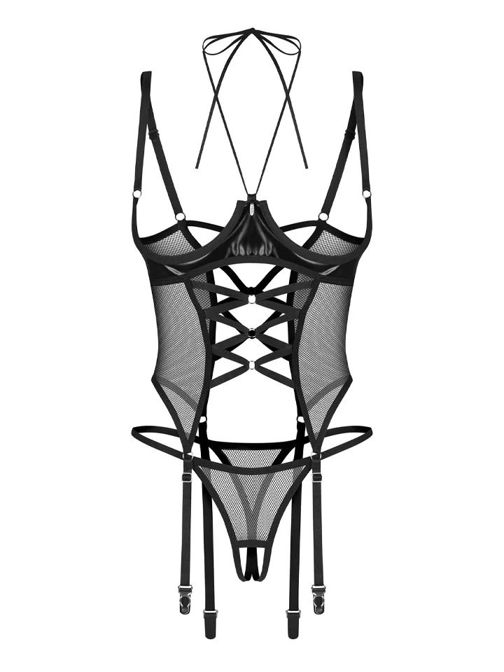 Obsessive Dominna Corset & Crotchless Thong Black - Korsett & String 5 [full]