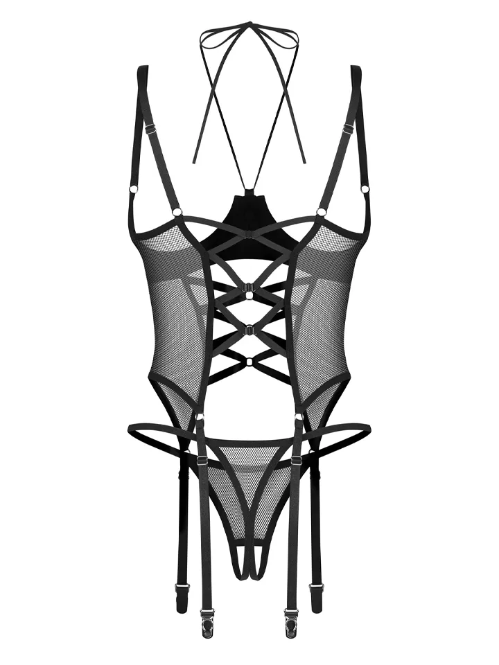 Obsessive Dominna Corset & Crotchless Thong Black - Korsett & String 6 [full]
