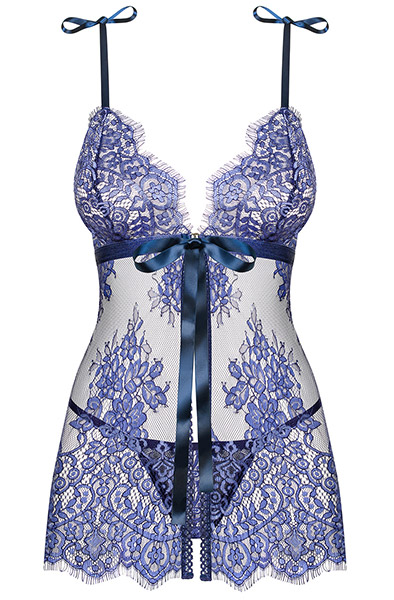 Obsessive Flowlace Babydoll Blau - Babydoll-Dessous 3