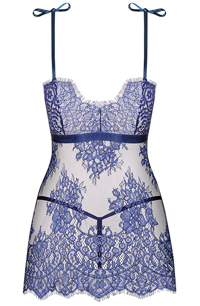 Obsessive Flowlace Babydoll Blau - Babydoll-Dessous 4