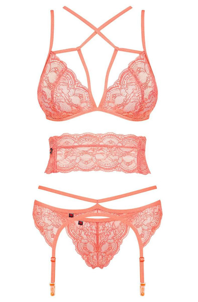 Obsessive Frivolla 4-teiliges Set Koralle - Sexy Dessous 3