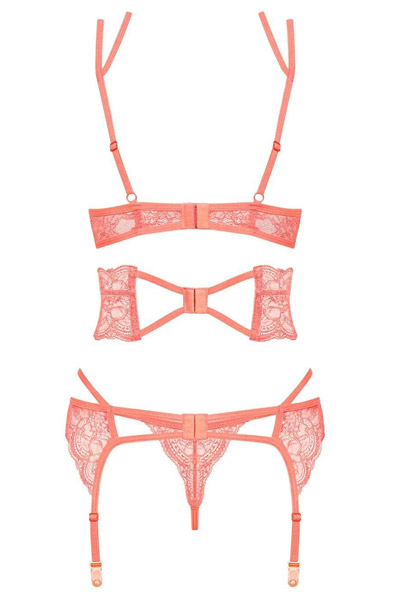Obsessive Frivolla 4-teiliges Set Koralle - Sexy Dessous 4