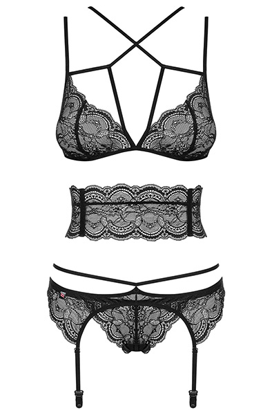 Obsessive Frivolla 4-teiliges Set Schwarz - Sexy Dessous 3