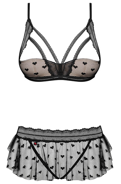 Obsessive Heartia Set, 3-teilig, Schwarz - Sexy Dessous 3