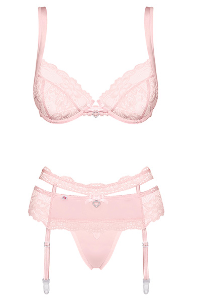 Obsessive Heartina 3-teiliges Set Rosa - Sexy Dessous 3
