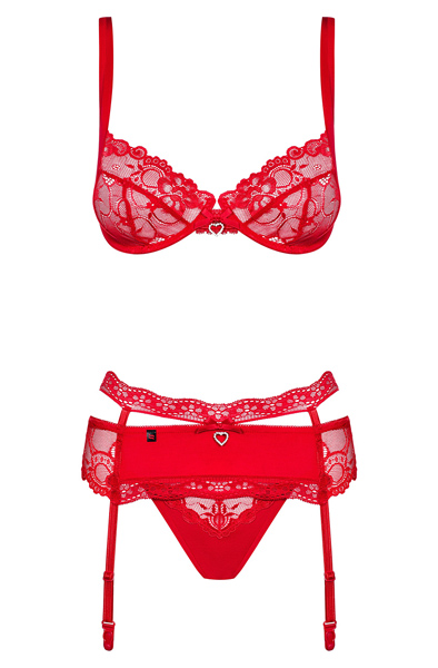Obsessive Heartina 3-teiliges Set Rot - Sexy Dessous 4