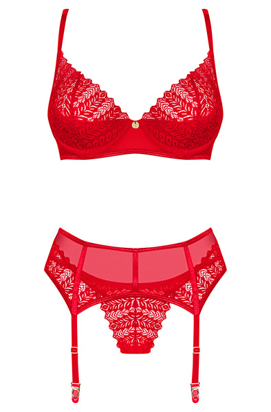 Obsessive Ingridia 3-teiliges Set Rot - BH & BH-Set 3