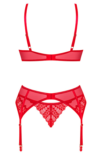 Obsessive Ingridia 3-teiliges Set Rot - BH & BH-Set 4