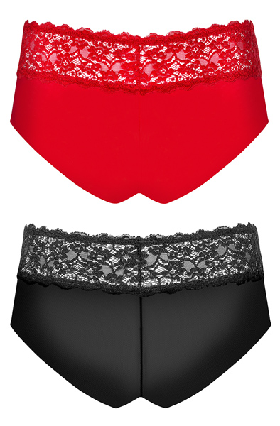 Obsessive Lacea Shorties Duo Schwarz & Rot - 2er-Pack Spitzenhöschen 2