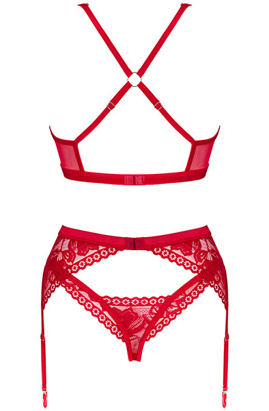 Obsessive Lacelove 3-teiliges Set Rot - Sexy Dessous 4