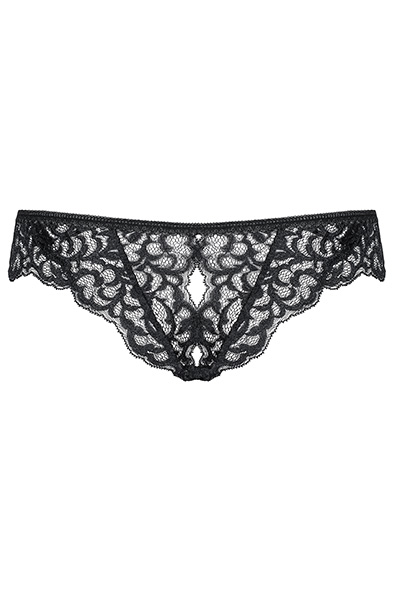 Obsessive Laluna Ouvert-Slip Schwarz - Spitzenhöschen 4