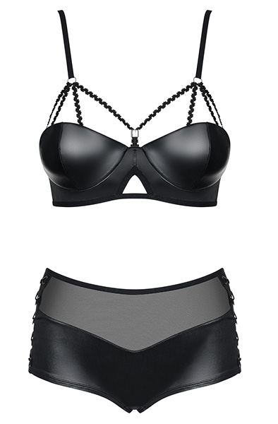 Obsessive Leatheria 2-teiliges Set Schwarz - Sexy Dessous 3