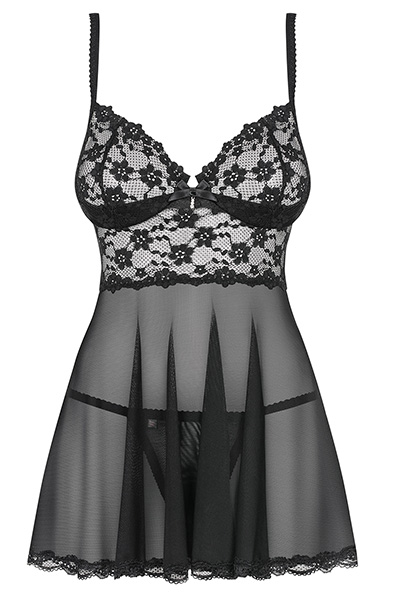 Obsessive Letica Babydoll & String Schwarz - Babydoll-Dessous 3