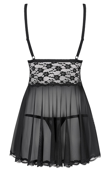 Obsessive Letica Babydoll & String Schwarz - Babydoll-Dessous 4