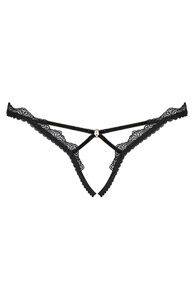 Obsessive Lolitte Ouvert-String Schwarz - Spitzenhöschen 3