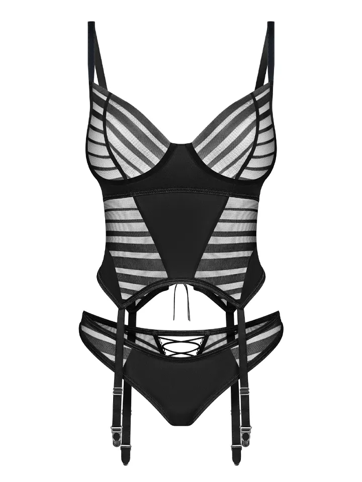 Obsessive Lune Bellis Corset & Thong Black - Korsett 4