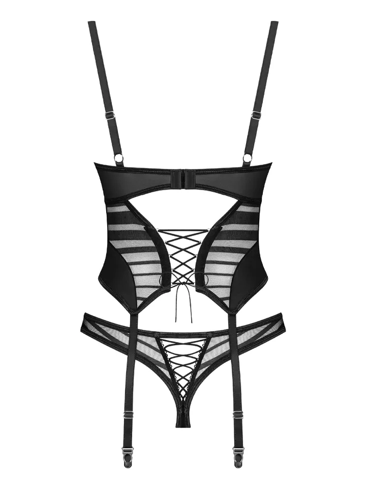 Obsessive Lune Bellis Corset & Thong Black - Korsett 5