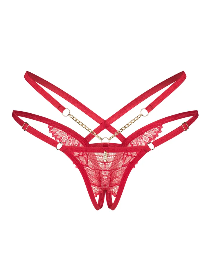 Obsessive Matildea Crotchless Thong Red - Slip mit offenem Schritt 3 [full]