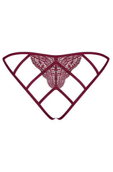 Obsessive Miamor Ouvert-Slip Weinrot - Spitzenhöschen 4